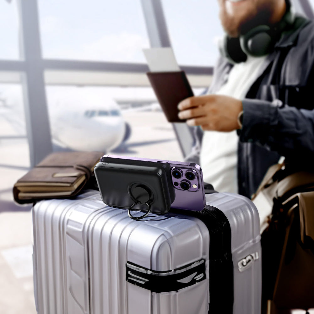 Trådløs powerbank 10000mAh Joyroom JR-W050 20W MagSafe med ring og stand - sort