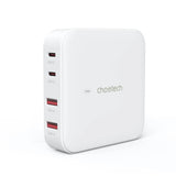 Choetech PD8008 100W GaN hurtigoplader 2x USB-A / 2x USB-C - hvid