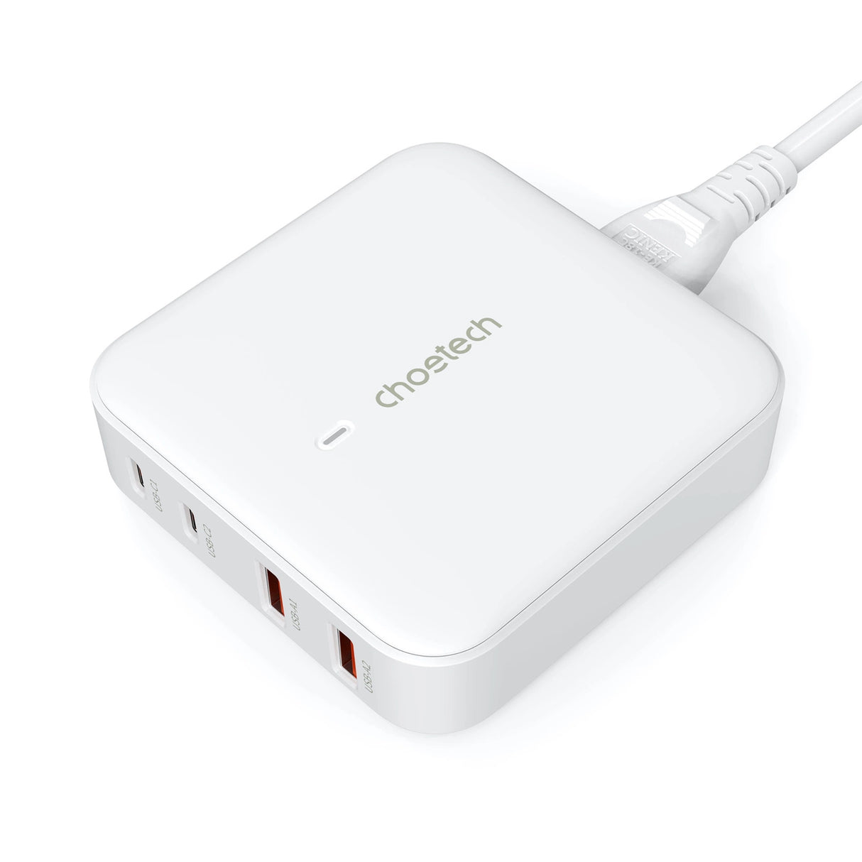 Choetech PD8008 100W GaN hurtigoplader 2x USB-A / 2x USB-C - hvid