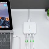 Choetech PD8008 100W GaN hurtigoplader 2x USB-A / 2x USB-C - hvid