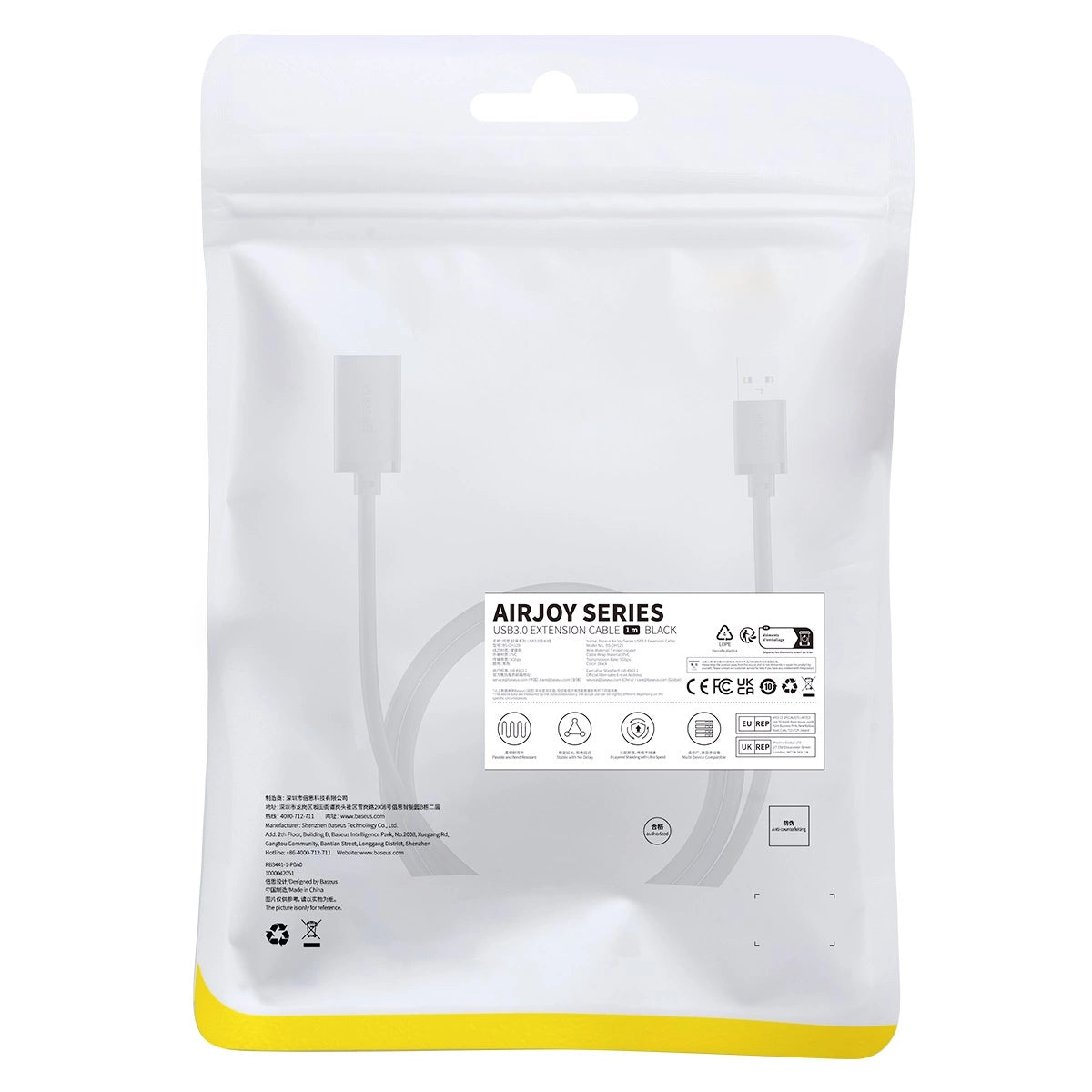 USB 2.0-forlængelseskabel 1,5 m Baseus AirJoy Series - sort