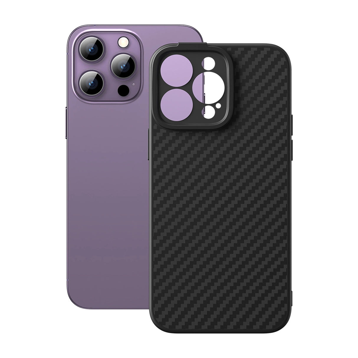Pansret etui til iPhone 14 Pro Max kompatibel med MagSafe Baseus syntetisk fiber hærdet glas - sort