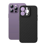 Pansret etui til iPhone 14 Pro Max kompatibel med MagSafe Baseus syntetisk fiber hærdet glas - sort