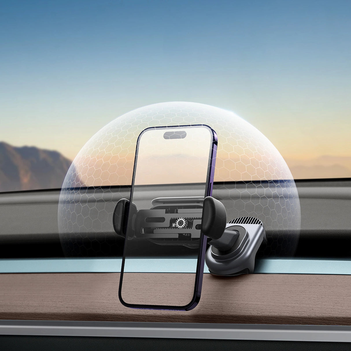 Elektrisk bilholder med solpanel til Tesla Model 3 / Y Baseus T-Space - sort