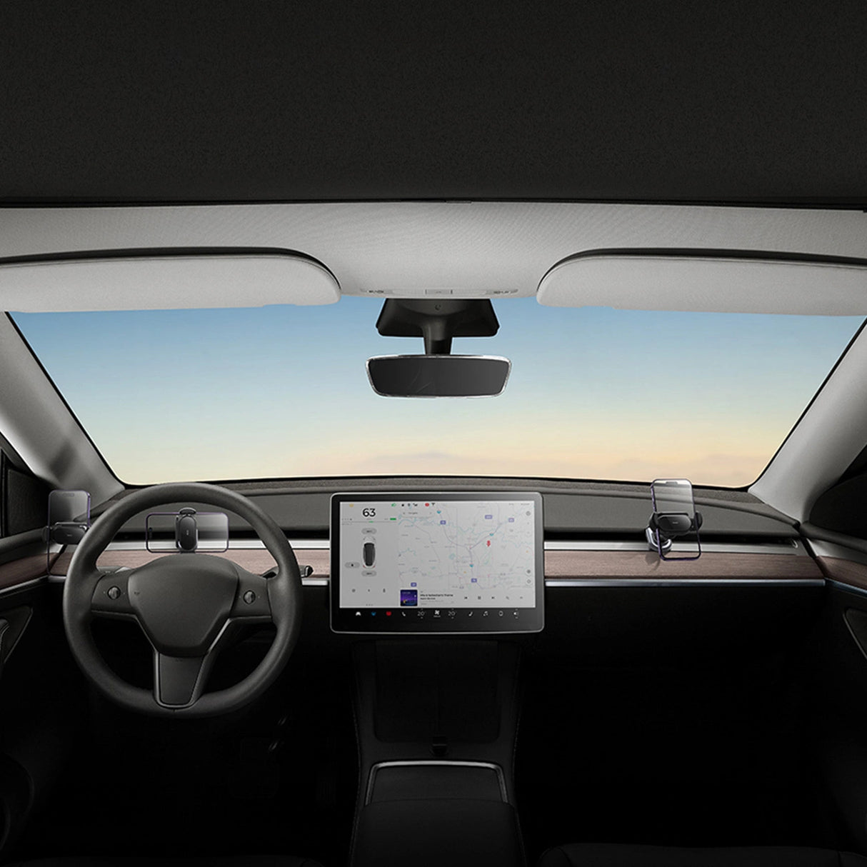 Elektrisk bilholder med solpanel til Tesla Model 3 / Y Baseus T-Space - sort