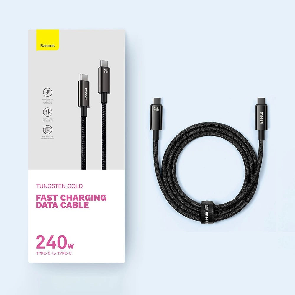 Baseus CAWJ040001 USB-C - USB-C kabel 240W 480Mb/s 1m - sort