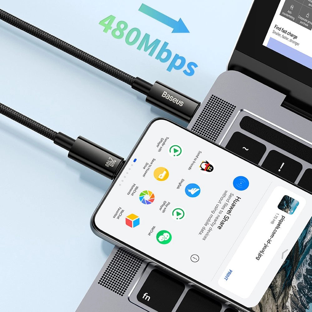 Baseus CAWJ040001 USB-C - USB-C kabel 240W 480Mb/s 1m - sort