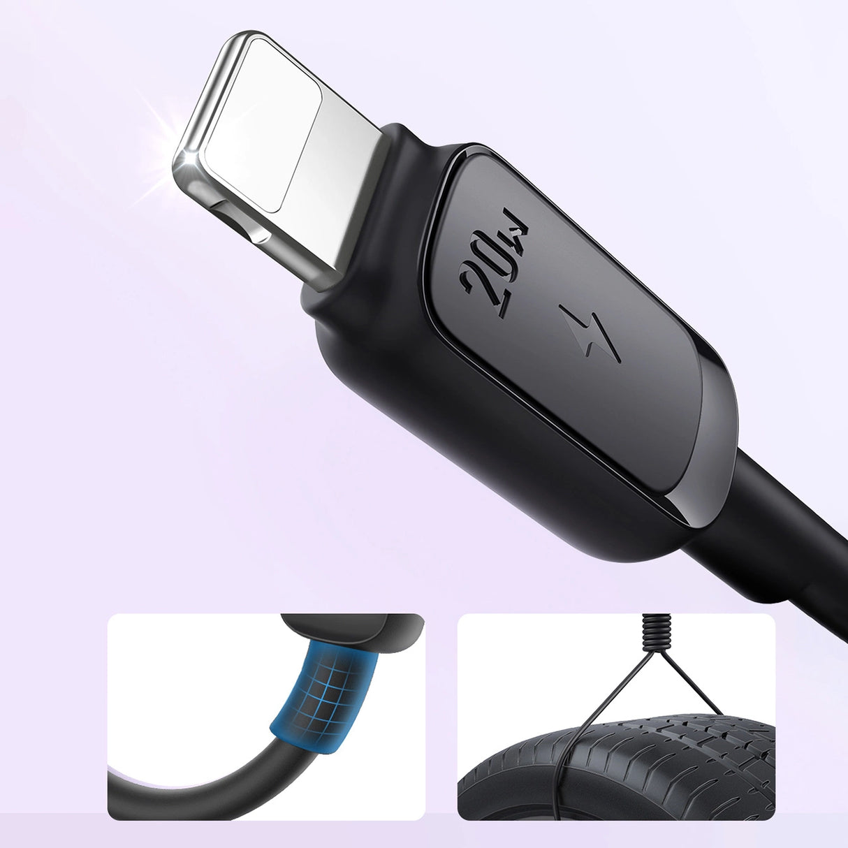 Joyroom Multi-Color Series A14 USB-C/ Lightning Cable 20W 1,2 m - sort