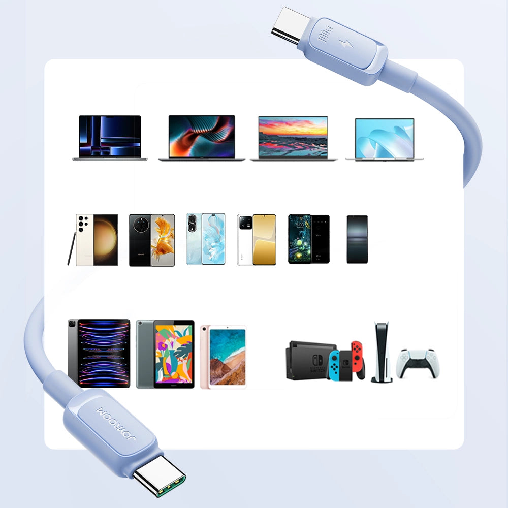 Joyroom Multi-Color Series A14 USB-C / USB-C Kabel 100W 1,2 m - Blå