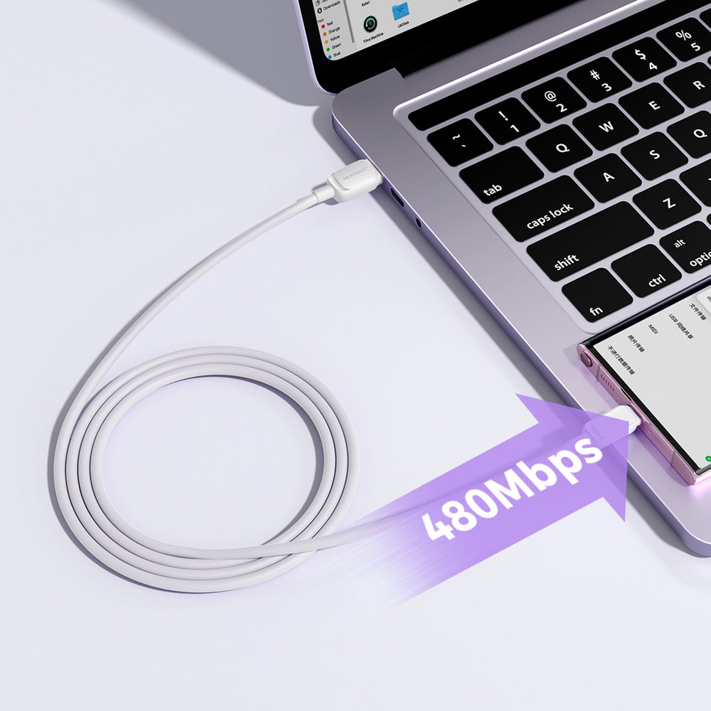 Joyroom Multi-Color Series A14 USB-A / USB-C 3A Kabel 1,2 m - Hvid