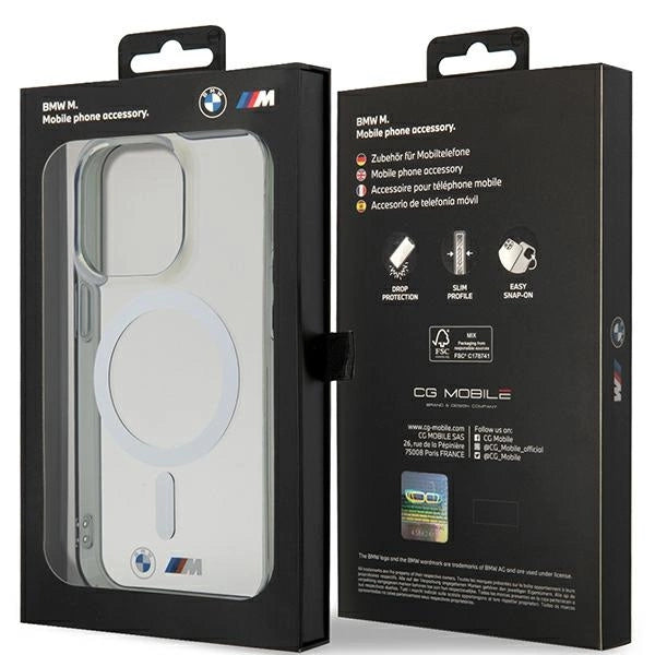 Case BMW BMHMP14LHCRS iPhone 14 Pro 6.1" gennemsigtige hardcase Silver Ring MagSafe