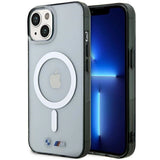 BMW Silver Ring MagSafe-hylster til iPhone 14 Plus - gennemsigtigt
