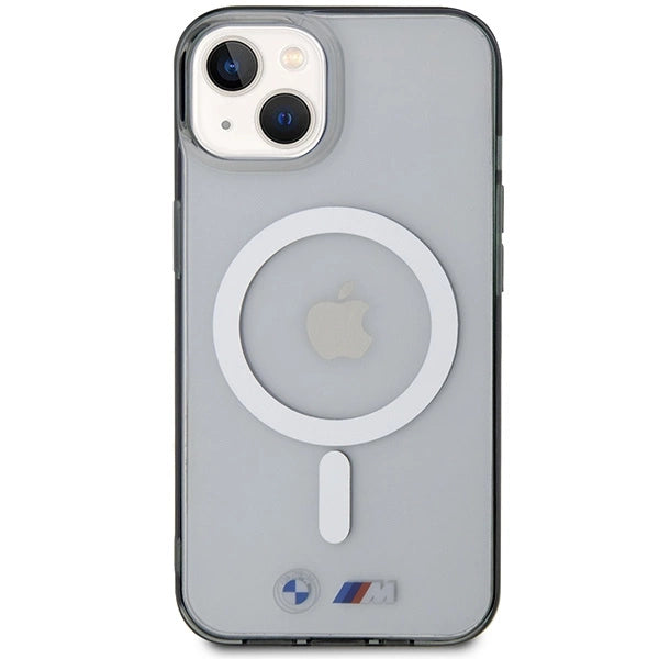 BMW Silver Ring MagSafe-hylster til iPhone 14 Plus - gennemsigtigt
