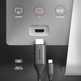 Axagon RVC-HI2MC videokabel adapter 1,8 m USB Type-C HDMI Sort