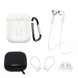 Silicone Case Set til AirPods 2 / AirPods 1 + Case / Ear Hook / Neck Strap / Watch Strap Holder / Carabiner - hvid