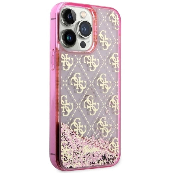 Guess GUHCP14LLC4PSGP iPhone 14 Pro 6.1" pink/pink hardcase Liquid Glitter 4G Transculent
