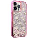 Guess GUHCP14XLC4PSGP iPhone 14 Pro Max 6.7" pink/pink hardcase Liquid Glitter 4G Transculent