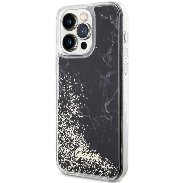 Guess GUHCP14XLCSGSGK iPhone 14 Pro Max 6.7" sort/sort hardcase Flydende Glitter Marmor