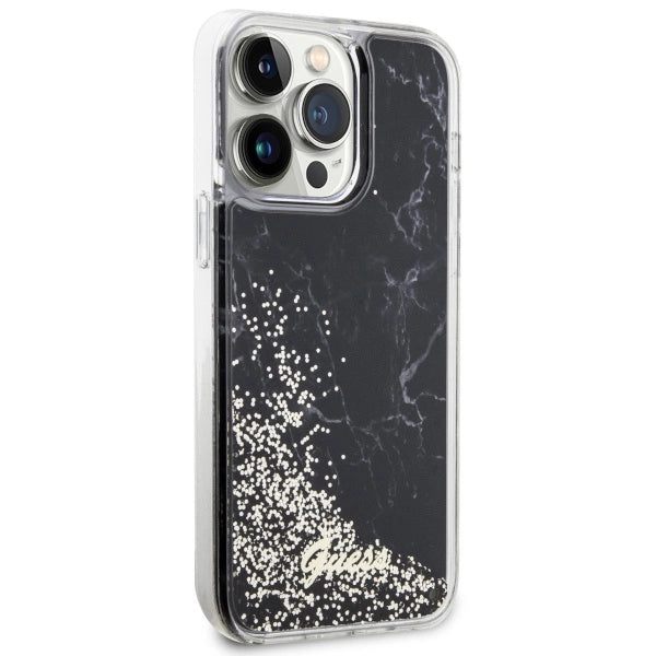 Guess GUHCP14XLCSGSGK iPhone 14 Pro Max 6.7" sort/sort hardcase Flydende Glitter Marmor