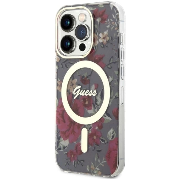 Guess GUHMP14LHCFWSA iPhone 14 Pro 6,1" grøn/khaki hårdkasse Flower MagSafe