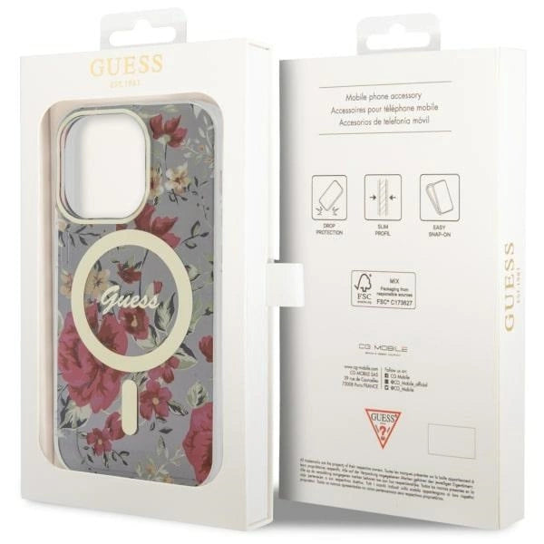 Guess GUHMP14LHCFWSA iPhone 14 Pro 6,1" grøn/khaki hårdkasse Flower MagSafe