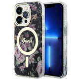 Guess GUHMP14LHCFWSK iPhone 14 Pro 6.1" sort/sort hardcase Flower MagSafe