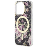 Guess GUHMP14LHCFWSK iPhone 14 Pro 6.1" sort/sort hardcase Flower MagSafe