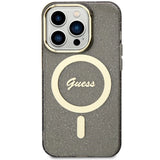 Guess GUHMP14LHCMCGK iPhone 14 Pro 6.1" sort/sort hardcase Glitter Gold MagSafe
