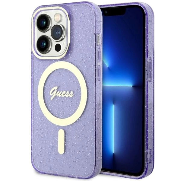 Guess GUHMP14LHCMCGU iPhone 14 Pro 6.1" lilla/lila hardcase Glitter Gold MagSafe