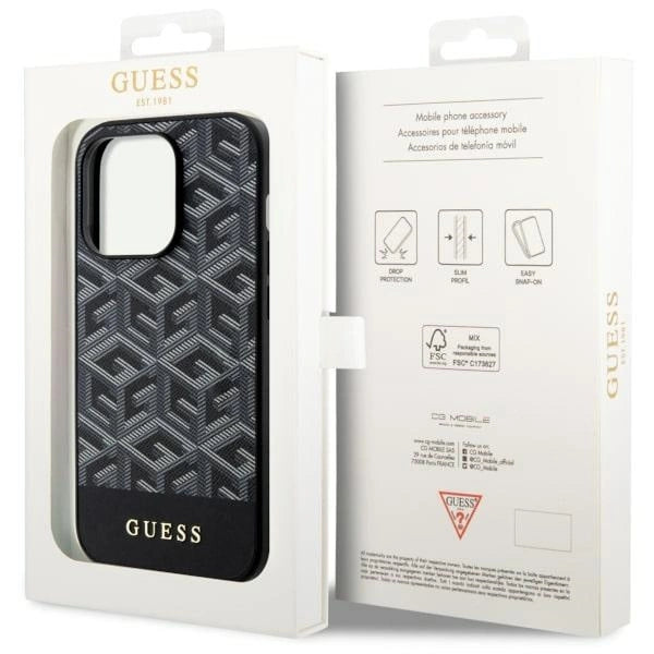 Guess GUHMP14LHGCFSEK iPhone 14 Pro 6.1" sort/sort hardcase GCube Stripes MagSafe