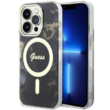 Guess GUHMP14LHTMRSK iPhone 14 Pro 6.1" sort/sort hardcase Golden Marble MagSafe
