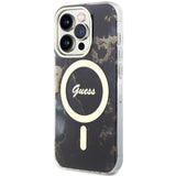 Guess GUHMP14LHTMRSK iPhone 14 Pro 6.1" sort/sort hardcase Golden Marble MagSafe