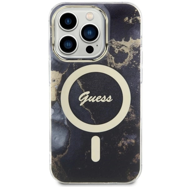 Guess GUHMP14LHTMRSK iPhone 14 Pro 6.1" sort/sort hardcase Golden Marble MagSafe