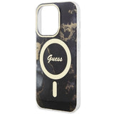 Guess GUHMP14LHTMRSK iPhone 14 Pro 6.1" sort/sort hardcase Golden Marble MagSafe