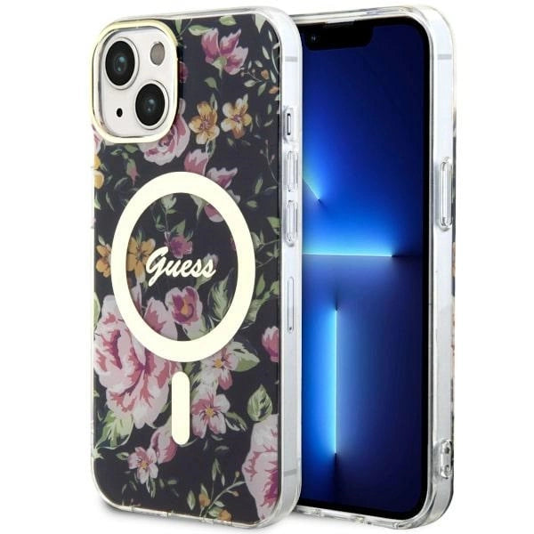 Guess GUHMP14MHCFWSK iPhone 14 Plus 6.7" sort/sort hardcase Flower MagSafe