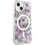 Guess GUHMP14MHCFWST iPhone 14 Plus 6,7" gennemsigtig hardcase Flower MagSafe