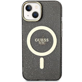Guess GUHMP14MHCMCGK iPhone 14 Plus 6.7" sort/sort hardcase Glitter Gold MagSafe