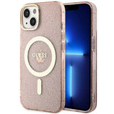 Guess GUHMP14MHCMCGP iPhone 14 Plus 6,7" pink/pink hardcase Glitter Gold MagSafe