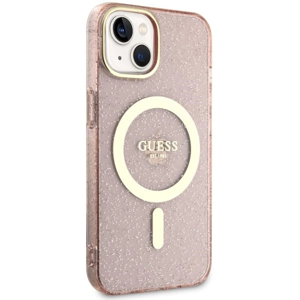 Guess GUHMP14MHCMCGP iPhone 14 Plus 6,7" pink/pink hardcase Glitter Gold MagSafe