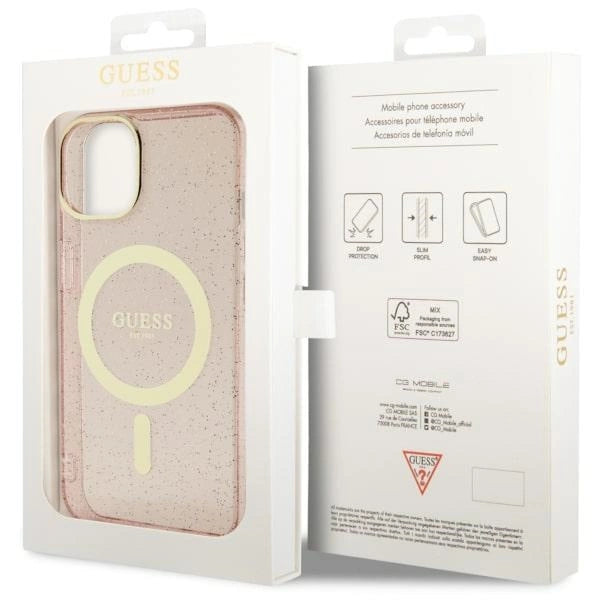 Guess GUHMP14MHCMCGP iPhone 14 Plus 6,7" pink/pink hardcase Glitter Gold MagSafe