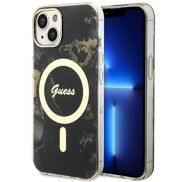 Guess GUHMP14MHTMRSK iPhone 14 Plus 6.7" sort/sort hardcase Golden Marble MagSafe