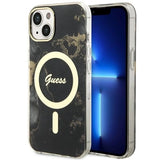 Guess GUHMP14MHTMRSK iPhone 14 Plus 6.7" sort/sort hardcase Golden Marble MagSafe