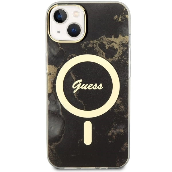 Guess GUHMP14MHTMRSK iPhone 14 Plus 6.7" sort/sort hardcase Golden Marble MagSafe