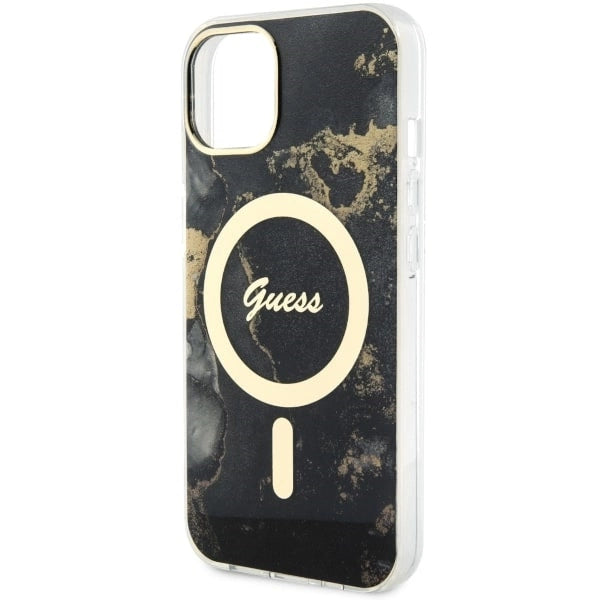 Guess GUHMP14MHTMRSK iPhone 14 Plus 6.7" sort/sort hardcase Golden Marble MagSafe