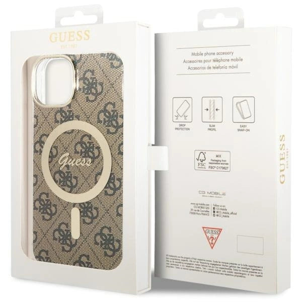 Guess 4G MagSafe-fodral til iPhone 14 - brun