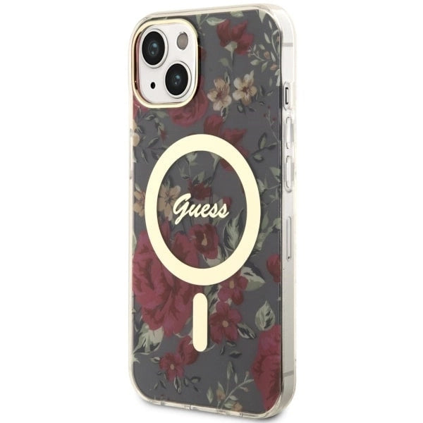 Guess Flower MagSafe-hylster til iPhone 14 - grønt