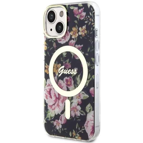 Guess Flower MagSafe-hylster til iPhone 14 - sort