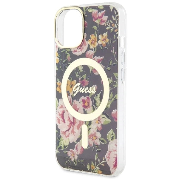 Guess Flower MagSafe-hylster til iPhone 14 - sort