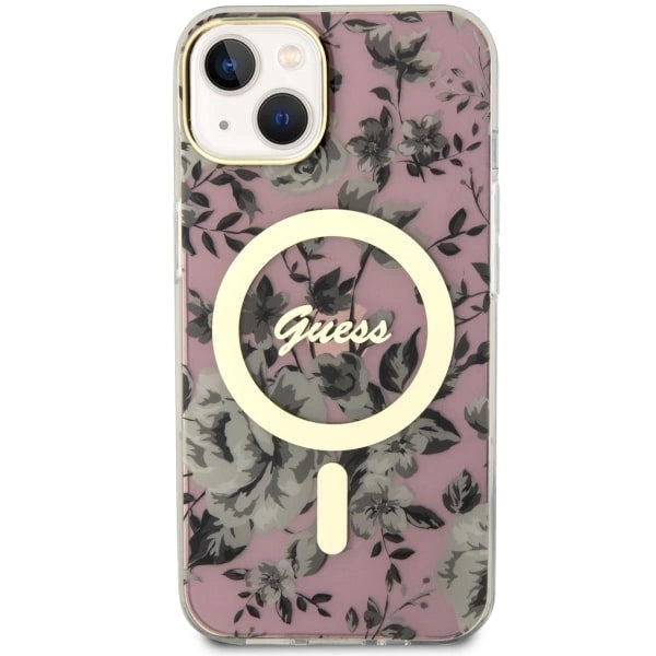 Guess Flower MagSafe-hylster til iPhone 14 - pink