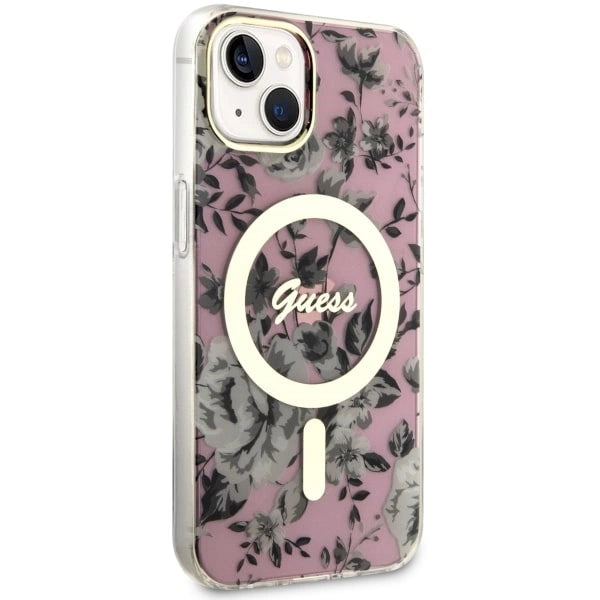 Guess Flower MagSafe-hylster til iPhone 14 - pink
